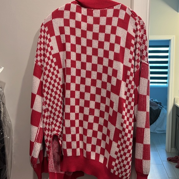 White Birch Pink Checkered Sweater cardigan size XL - Picture 4 of 6